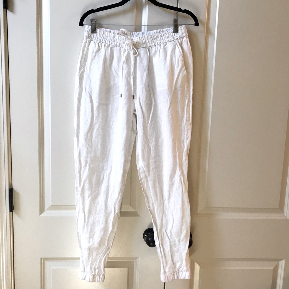 Like New Michael Kors 100% linen white joggers